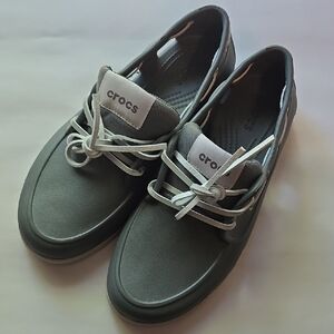 CROCS Men's Gray Boat Shoes 8